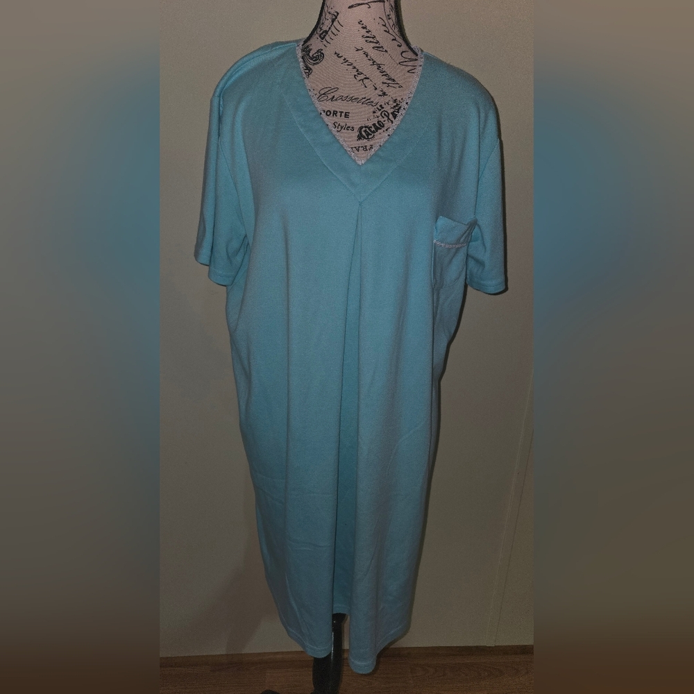 Vintage Lansinoh Breastfeeding Night Gown House Dress Sz Large Mint Green